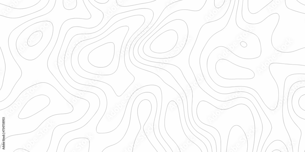 Modern Topographic map background geographic line map with elevation assignments. Map on land vector terrain Illustration. Topo contour map on white background. The black on white contours vector . - obrazy, fototapety, plakaty 