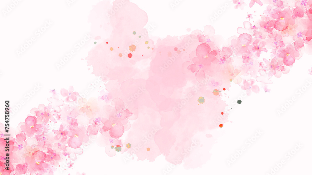pink painted flowers on white background design 