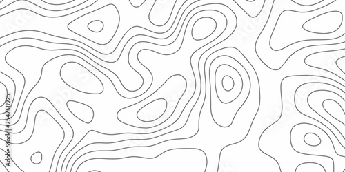 Modern Topographic map background geographic line map with elevation assignments. Map on land vector terrain Illustration. Topo contour map on white background. The black on white contours vector .