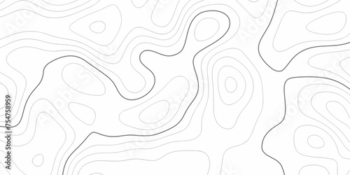 Modern Topographic map background geographic line map with elevation assignments. Map on land vector terrain Illustration. Topo contour map on white background. The black on white contours vector .