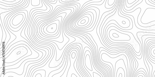 Modern Topographic map background geographic line map with elevation assignments. Map on land vector terrain Illustration. Topo contour map on white background. The black on white contours vector . photo