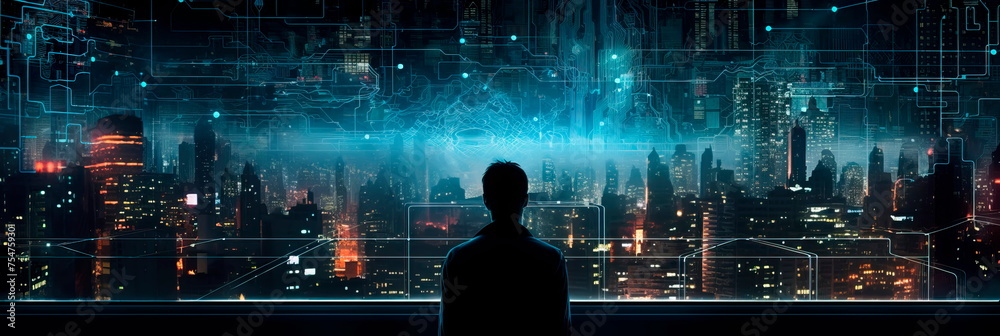 Fototapeta premium the battleground is the digital realm, involving hacking, cyber warfare, and information manipulation. Generative AI