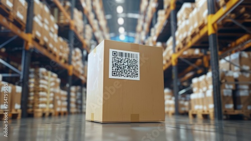 A QR code scanned for tracking the delivery process photo