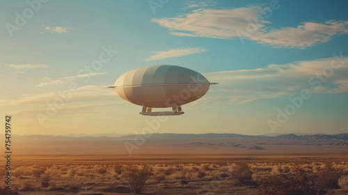 An AI-controlled blimp delivering goods to remote locations