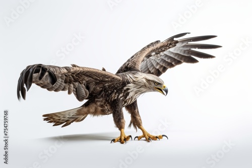 Eagle landing, wildlife representation. Majestic, bird, predator. © Iona