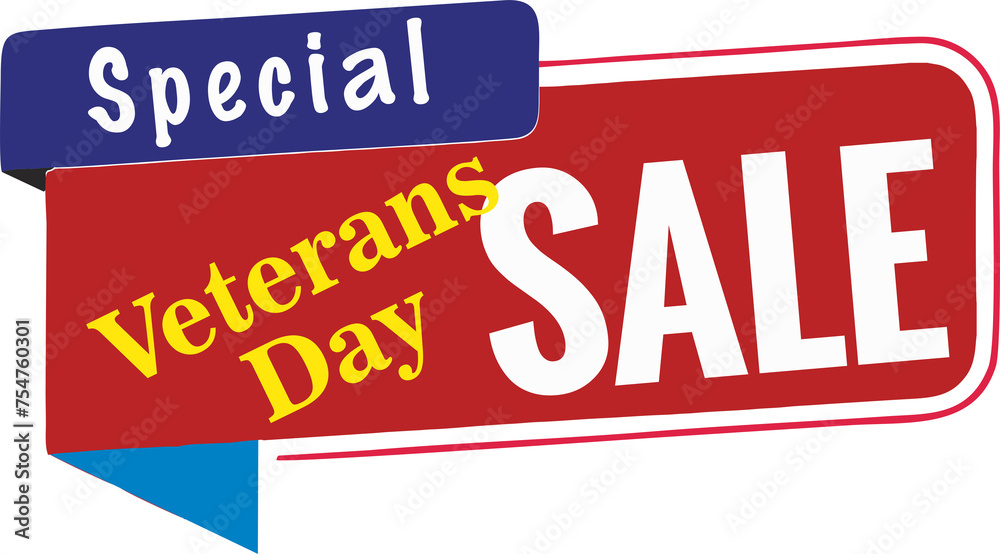 Veterans Day Sale banner in high quality on transparent background. Business sale promotion offer banner, flyer or poster idea for media and web. Special sale offer design element in attractive colors