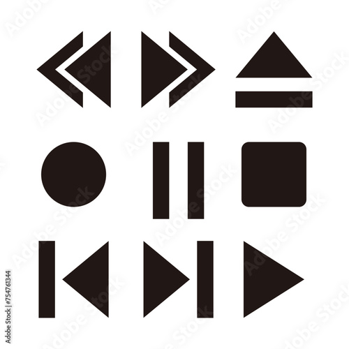 Arrow vector icon set. Illustration isolated for graphic and web design. resources graphic element design. Vector illustration with a media player button theme. technology
