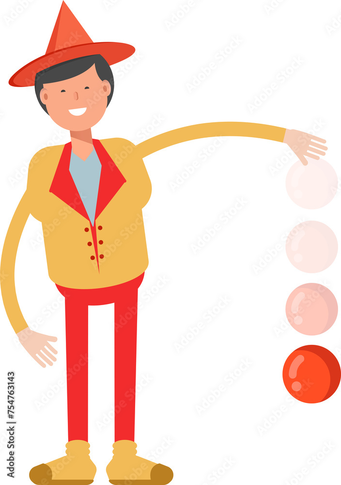Party Man Character Throwing Ball
