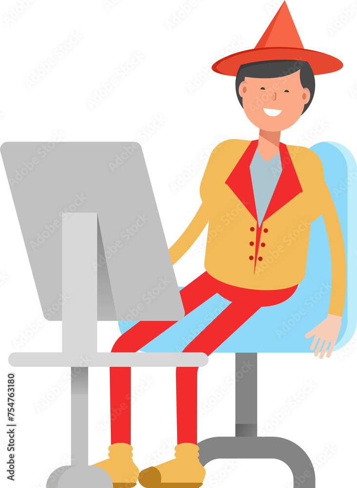 Party Man Character Working on Desktop
Party Man Character Working on Desktop