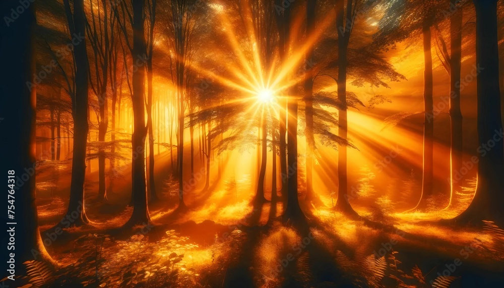  Morning sun in the pine forest