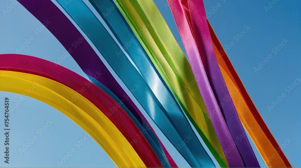 Rainbow ribbons in in sky 