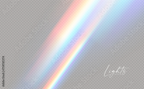 Rainbow light effect. Dispersion of beam. Sun light effect for immersion in atmosphere.