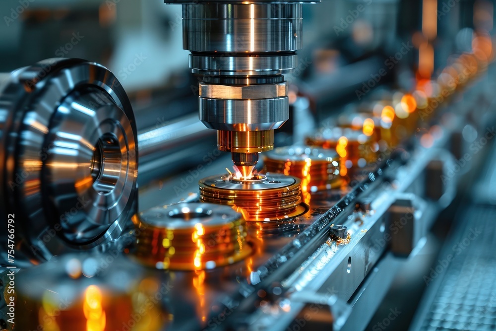 machine tool in metal factory with drilling cnc machines