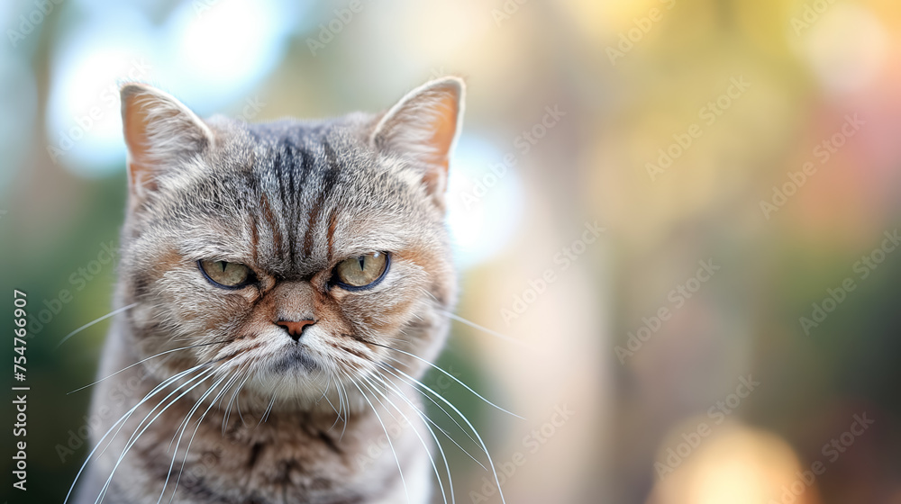 Fototapeta premium Grumpy cat with a stern look.