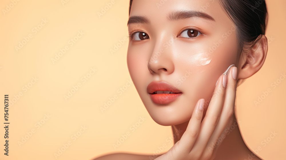 A woman applying cream to her face
A woman applying cream to her face