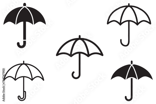 Umbrella Set Outline Vector On White Background photo