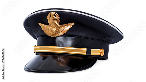 Police cap isolated on white background. Clipping path included for easy extraction.