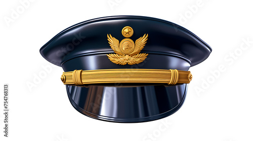Police cap on a white background. Isolated 3D image.