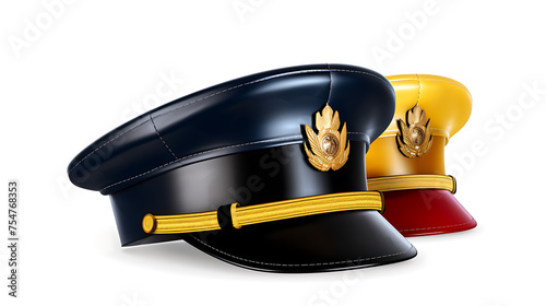 Police cap isolated on a white background. 3d rendering image.