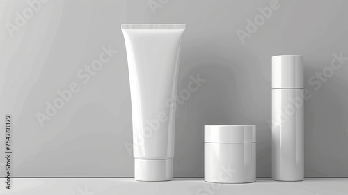 Skincare or skincare tubes, facial cleansing foam and cream tubes. Empty white, white background. For advertising.