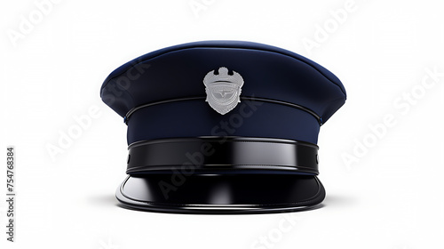 Police cap isolated on white background. 3d rendering. Computer digital drawing.