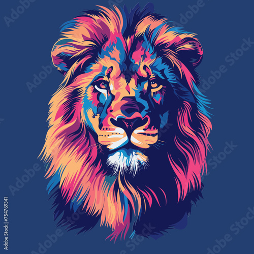 Colorful Lion Head Vector Illustration  High-quality  Svg Eps Vector File