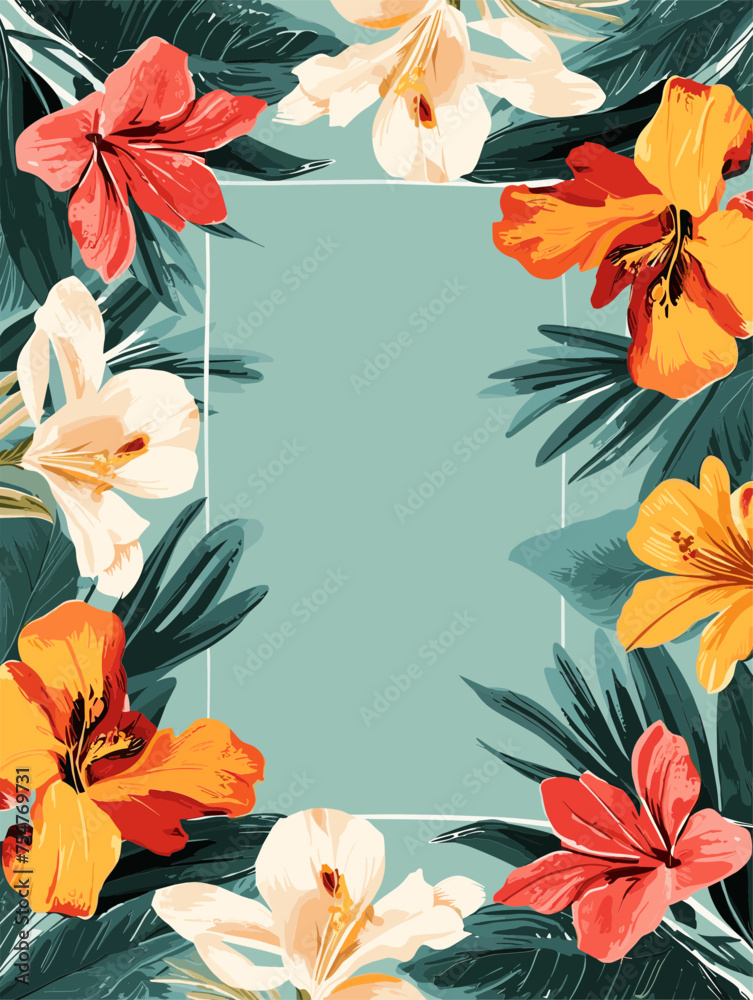 Vibrant Tropical Flower Frame, Svg Eps Vector File