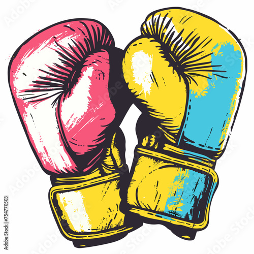 Bold and Colorful Boxing Gloves Vector Illustrations, To provide designers with versatile and eye-catching boxing gloves, Svg Eps Vector File photo