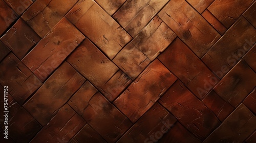 Subtle Vignette Effect on Copper and Terracotta Herringbone Pattern photo