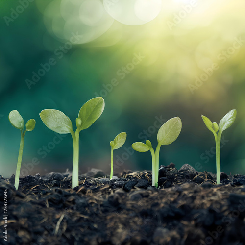 Green sprouts in dark soil against a blurred background symbolizing the concept of growth and potential generative AI