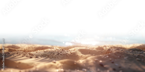 Sunrise over beach sand isolated on white and transparent background, png