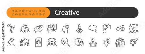 set of creative icons, think, brainstorm