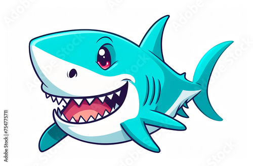 Illustration of cute shark face smiling on white background  clipart