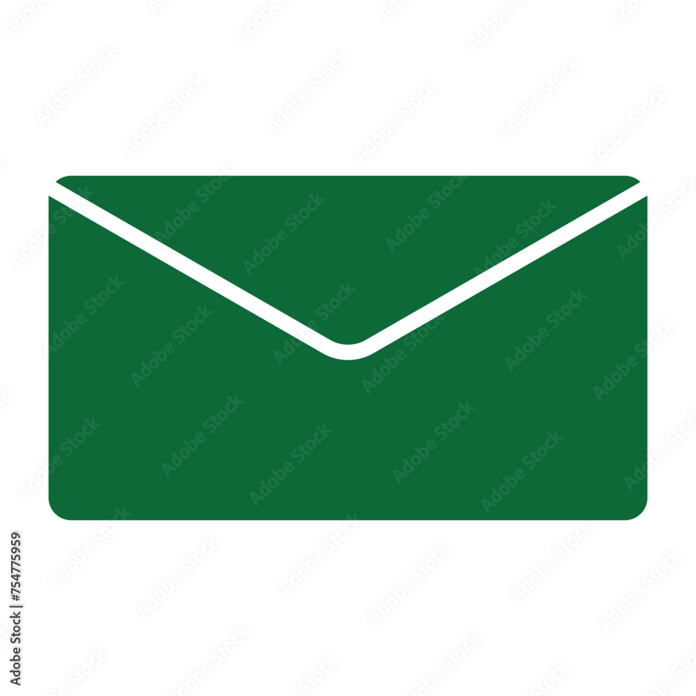 Single cut dark green-coloured message icon Single cut dark green-coloured message icon