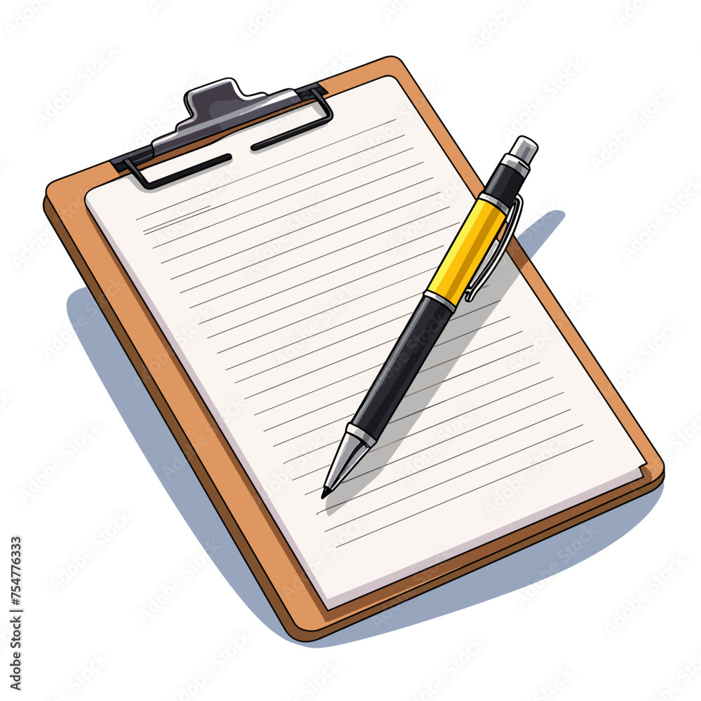 Clipboard and pen isolated on white background. Vector illustration. Clipboard and pen isolated on white background. Vector illustration.