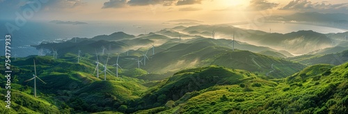 Sunset Over Lush Green Hillside