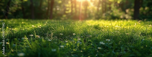 Sun Shining Through Trees in Grass