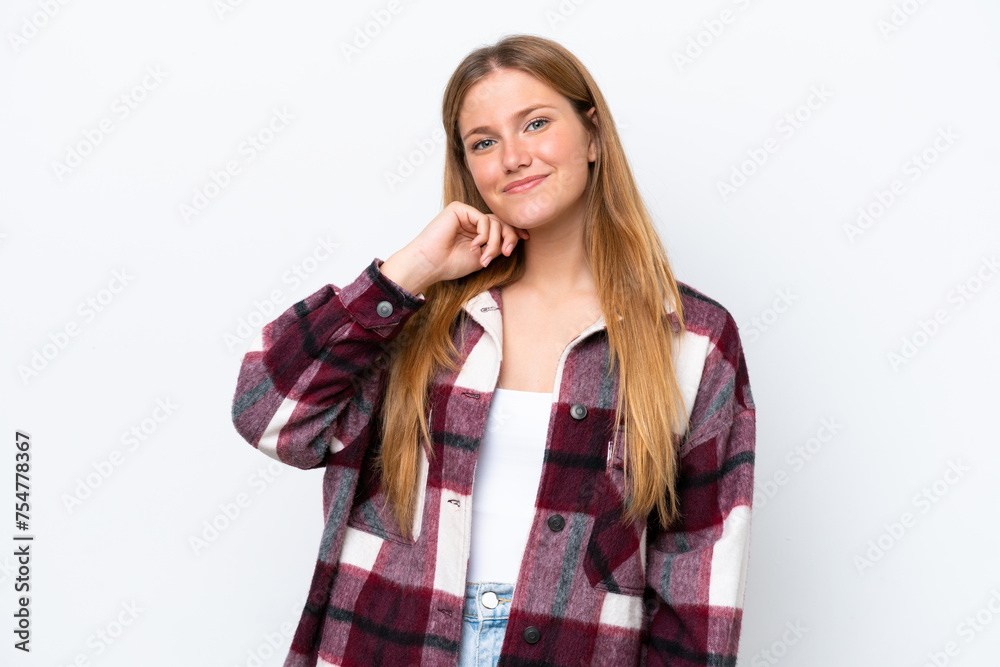 Young caucasian woman isolated on white background laughing Young caucasian woman isolated on white background laughing