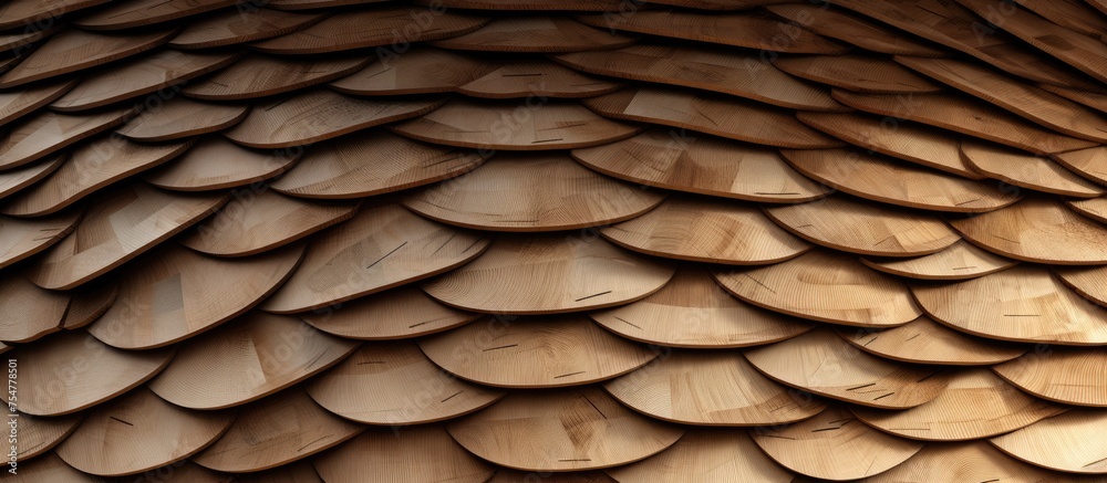 A detailed view of a sculpture crafted from wood, shaped like a snake skin pattern. The texture and intricate design of the sculpture closely resemble the scales of a snake, creating a lifelike A detailed view of a sculpture crafted from wood, shaped like a snake skin pattern. The texture and intricate design of the sculpture closely resemble the scales of a snake, creating a lifelike