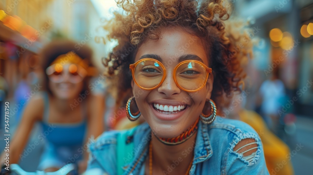 Woman Wearing Round Glasses Smiling Woman Wearing Round Glasses Smiling