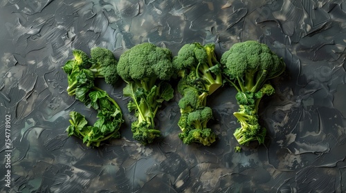 Texto Brocculi ¡SÍ! La palabra SÍ ensamblada a partir del brécol. Verdes y brócoli se juntan en la forma de la inscripción YES. El brócoli y los verdes se esforzaron mucho. Inscripción ¡Sí brócoli! photo