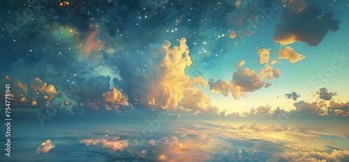 Clouds and Stars Fill the Sky