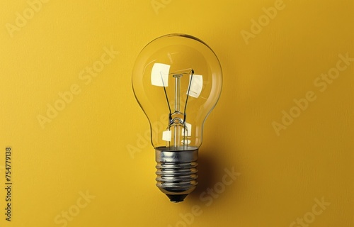 Light Bulb on Yellow Background
