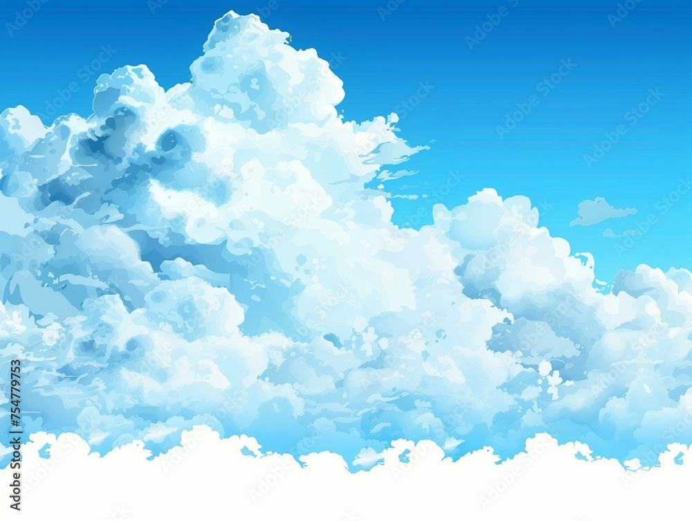Serene Blue Sky with Fluffy Clouds - Perfect for Background or Wallpaper Use
