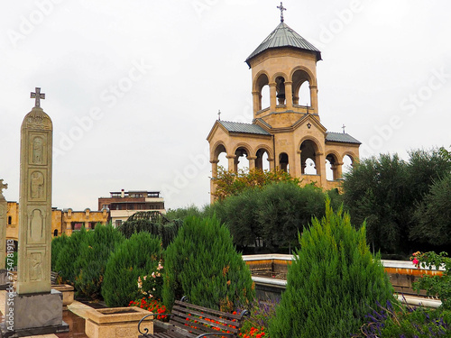 The a free-standing bell-tower of  holy trinity cathedral of tbilisi, Georgia. photo