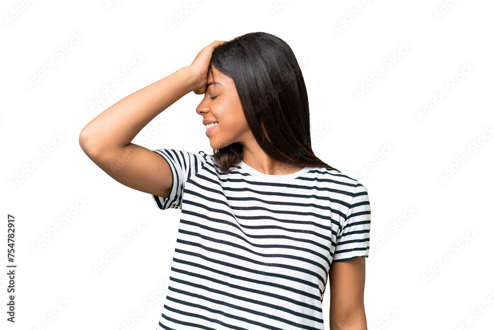 Young African american woman over isolated background has realized something and intending the solution Young African american woman over isolated background has realized something and intending the solution