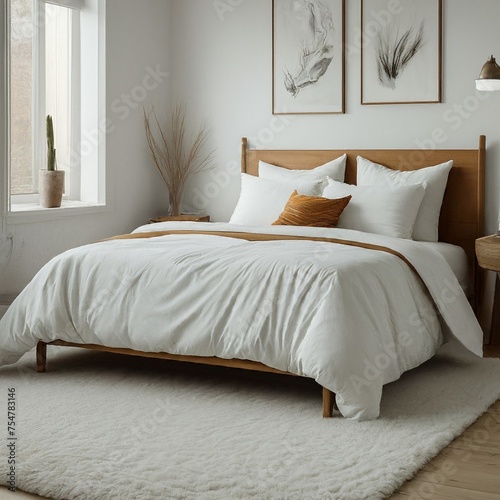 Modern bed room, mockup frames