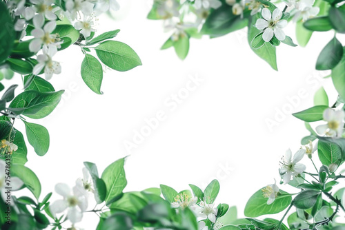 frame of leaves on transparent background overlay texture with copy space