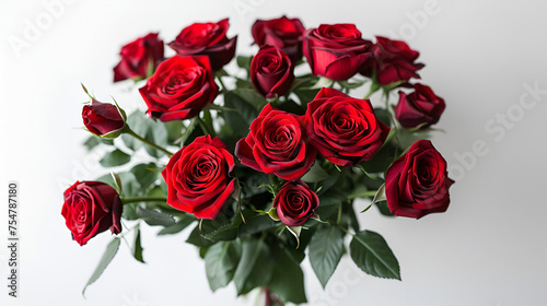 red rose bouquet isolated on white background. generative ai