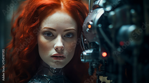 Portrait of a woman robot cyborg ai chatbot technology